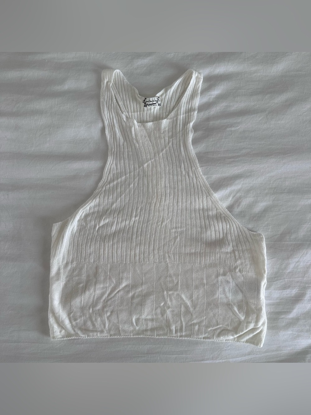 Intimately Free People Racerback White Cropped Tank Small